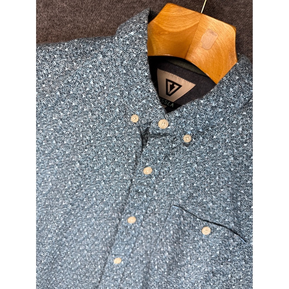 Vissla Button Down Shirt Blue Micro Print Long Sleeve Casual Mens Size S Hipster